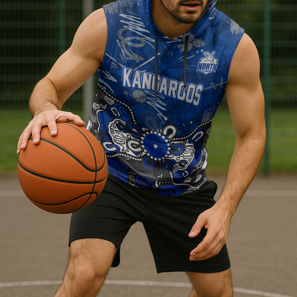 Personalized North Melbourne Kangaroos Sleeveless Hoodie Aboriginal Dot Painting Graffiti Style