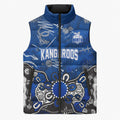 Personalized North Melbourne Kangaroos Sleeveless Puffer Jacket Aboriginal Dot Painting Graffiti Style