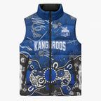 Personalized North Melbourne Kangaroos Sleeveless Puffer Jacket Aboriginal Dot Painting Graffiti Style