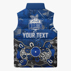 Personalized North Melbourne Kangaroos Sleeveless Puffer Jacket Aboriginal Dot Painting Graffiti Style