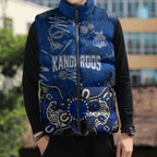 Personalized North Melbourne Kangaroos Sleeveless Puffer Jacket Aboriginal Dot Painting Graffiti Style