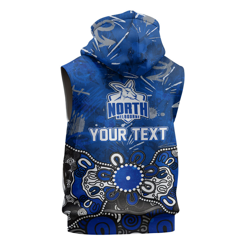 Personalized North Melbourne Kangaroos Sleeveless Zip Hoodie Aboriginal Dot Painting Graffiti Style