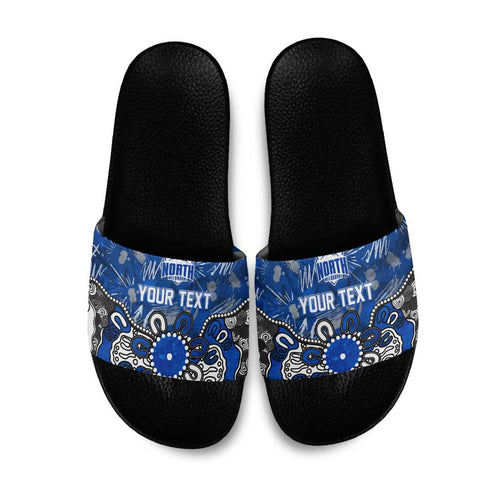 Personalized North Melbourne Kangaroos Slide Sandals Aboriginal Dot Painting Graffiti Style