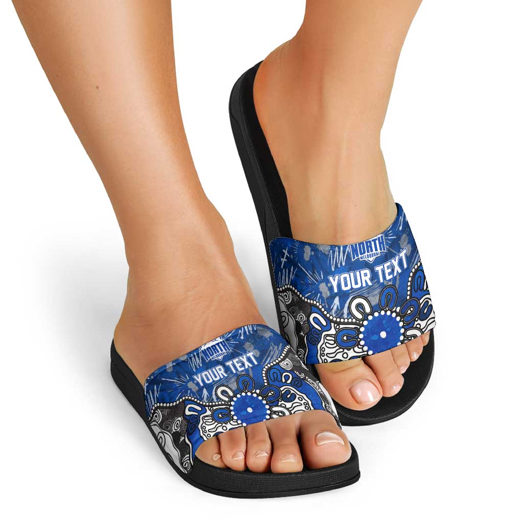 Personalized North Melbourne Kangaroos Slide Sandals Aboriginal Dot Painting Graffiti Style