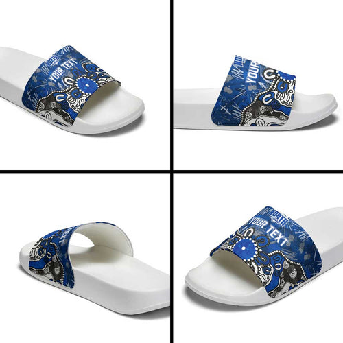 Personalized North Melbourne Kangaroos Slide Sandals Aboriginal Dot Painting Graffiti Style
