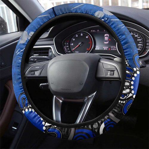 North Melbourne Kangaroos Steering Wheel Cover Aboriginal Dot Painting Graffiti Style