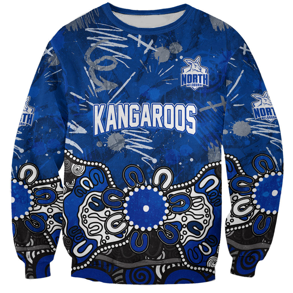 Personalized North Melbourne Kangaroos Sweatshirt Aboriginal Dot Painting Graffiti Style