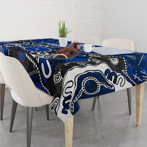 Personalized North Melbourne Kangaroos Tablecloth Aboriginal Dot Painting Graffiti Style