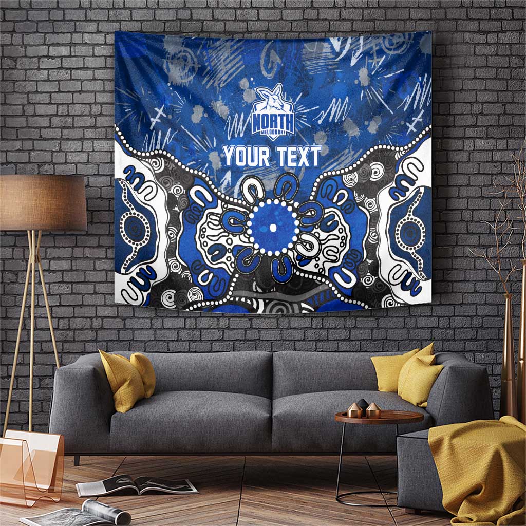 Personalized North Melbourne Kangaroos Tapestry Aboriginal Dot Painting Graffiti Style
