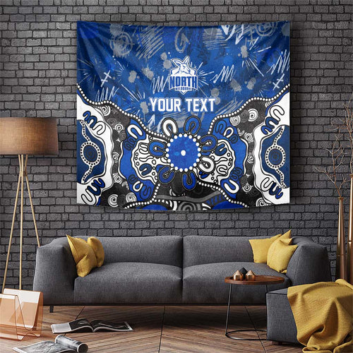 Personalized North Melbourne Kangaroos Tapestry Aboriginal Dot Painting Graffiti Style