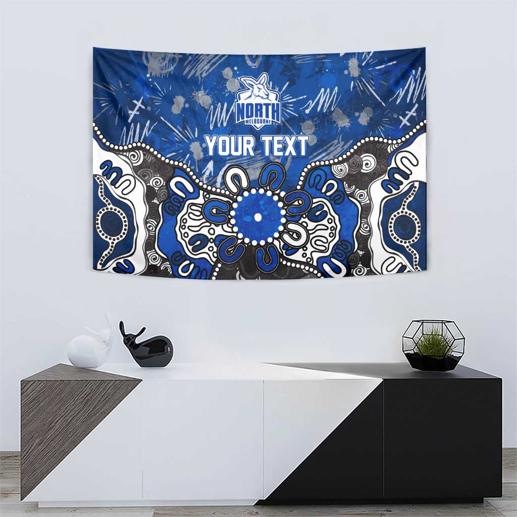 Personalized North Melbourne Kangaroos Tapestry Aboriginal Dot Painting Graffiti Style