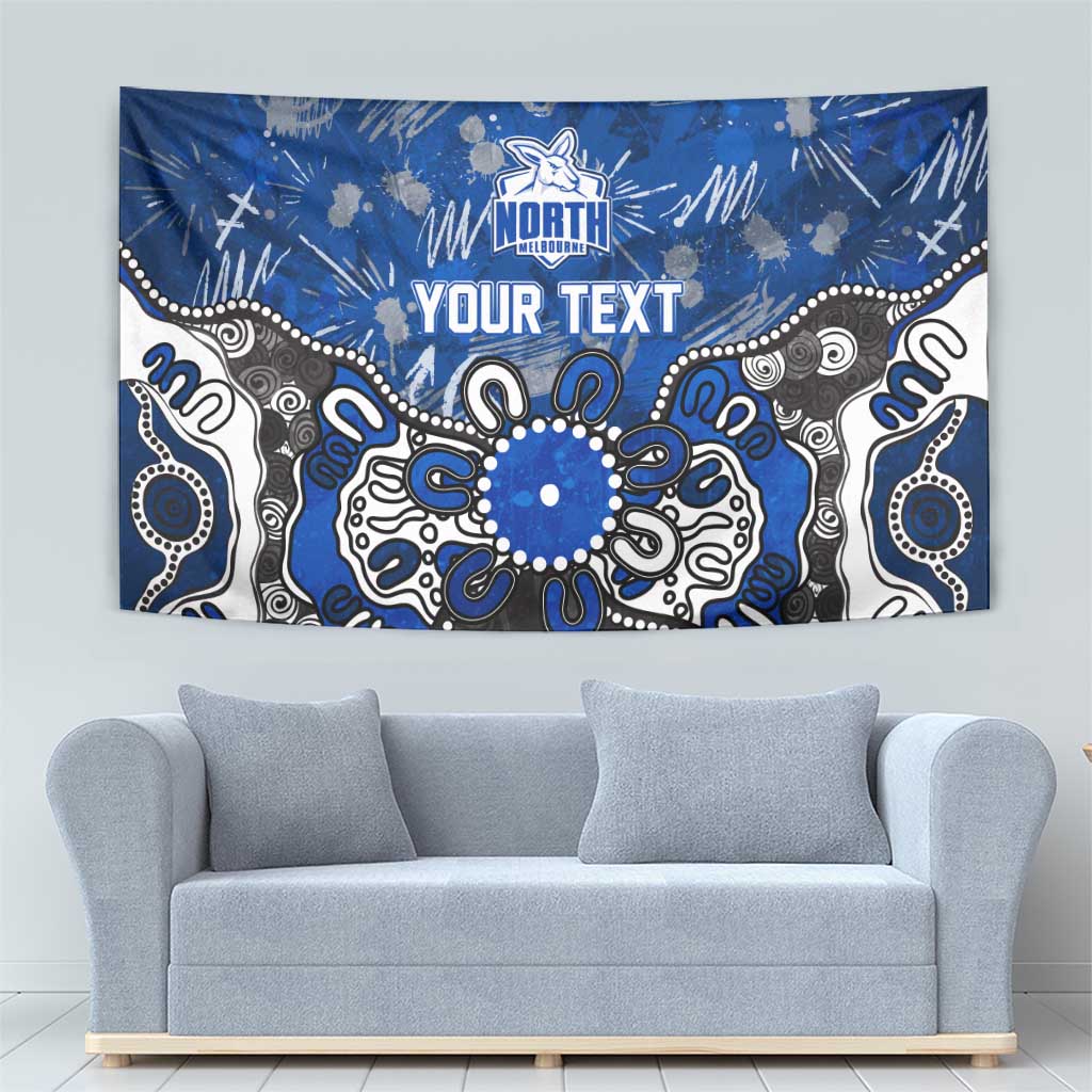Personalized North Melbourne Kangaroos Tapestry Aboriginal Dot Painting Graffiti Style