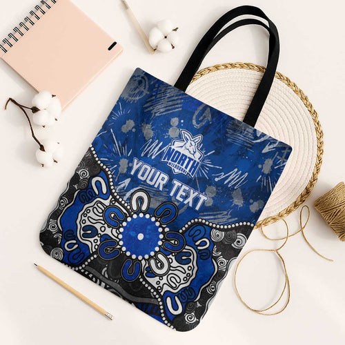 Personalized North Melbourne Kangaroos Tote Bag Aboriginal Dot Painting Graffiti Style
