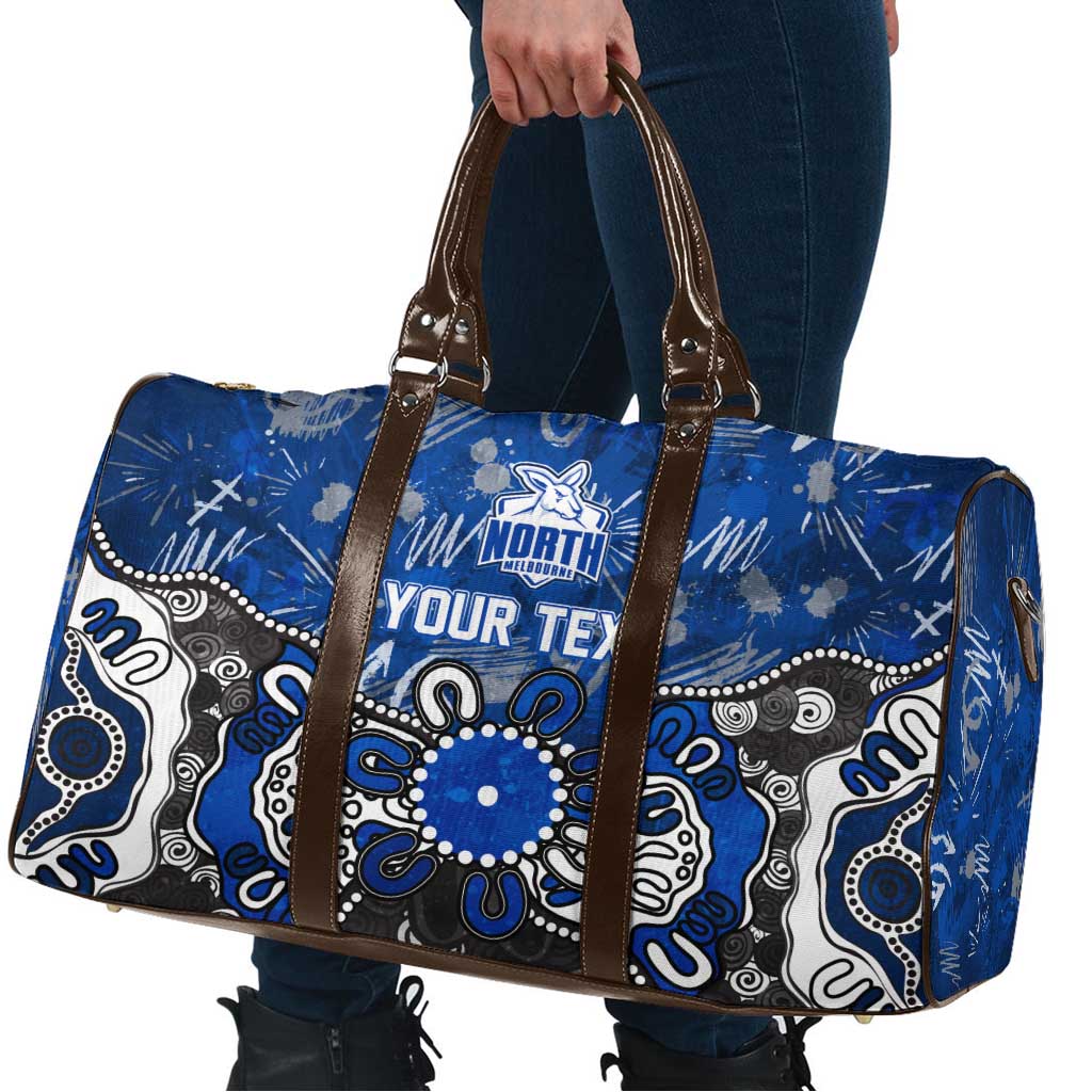 Personalized North Melbourne Kangaroos Travel Bag Aboriginal Dot Painting Graffiti Style