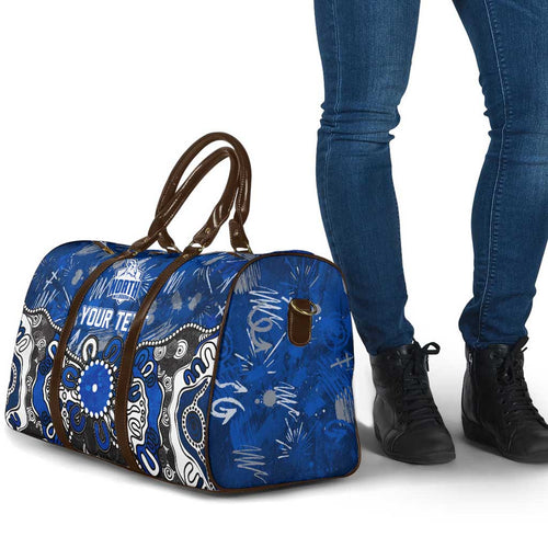 Personalized North Melbourne Kangaroos Travel Bag Aboriginal Dot Painting Graffiti Style