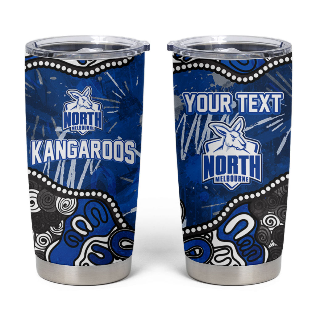 Personalized North Melbourne Kangaroos Tumbler Cup Aboriginal Dot Painting Graffiti Style