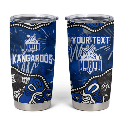 Personalized North Melbourne Kangaroos Tumbler Cup Aboriginal Dot Painting Graffiti Style