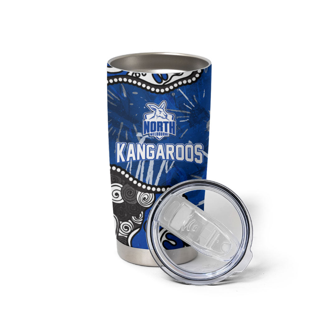 Personalized North Melbourne Kangaroos Tumbler Cup Aboriginal Dot Painting Graffiti Style
