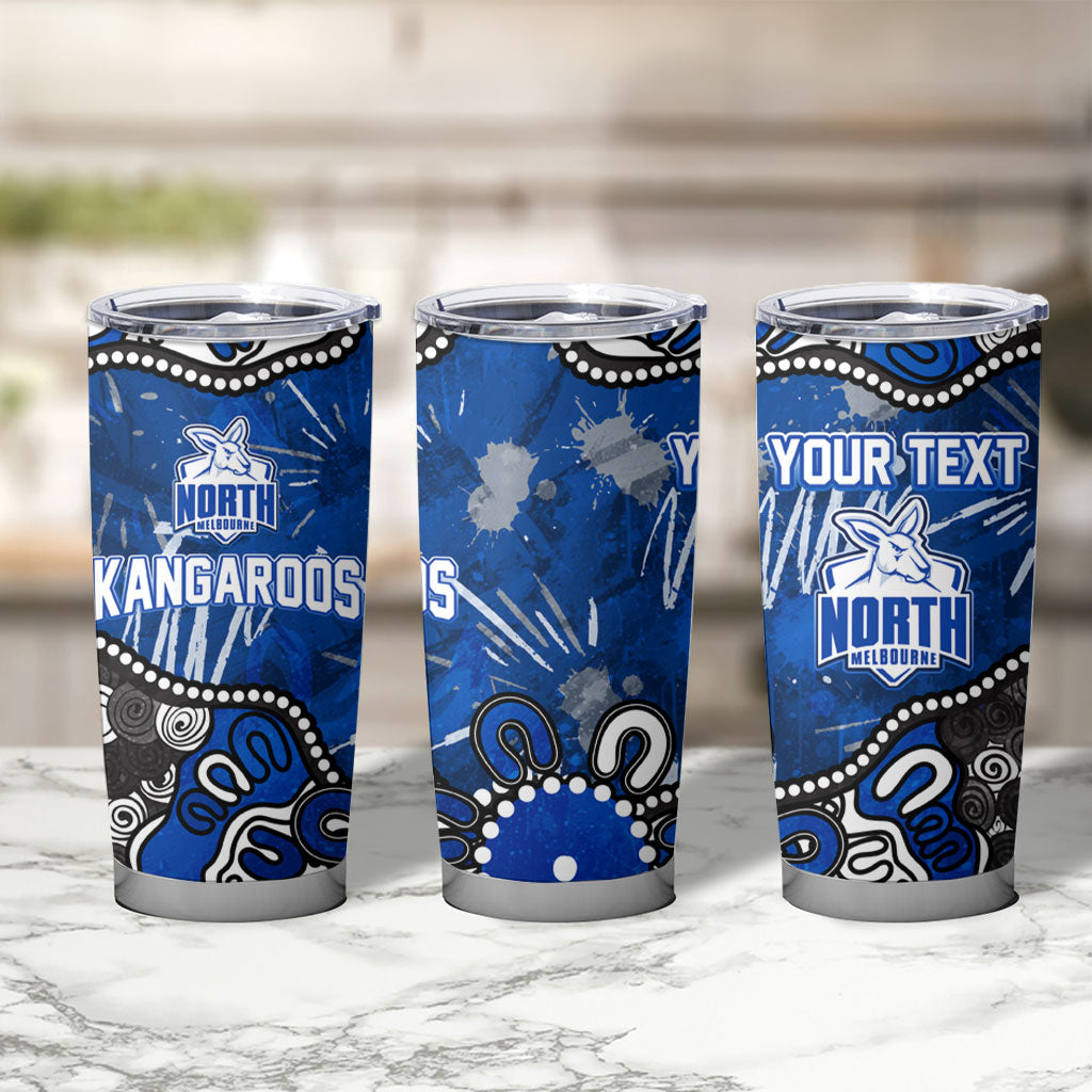 Personalized North Melbourne Kangaroos Tumbler Cup Aboriginal Dot Painting Graffiti Style
