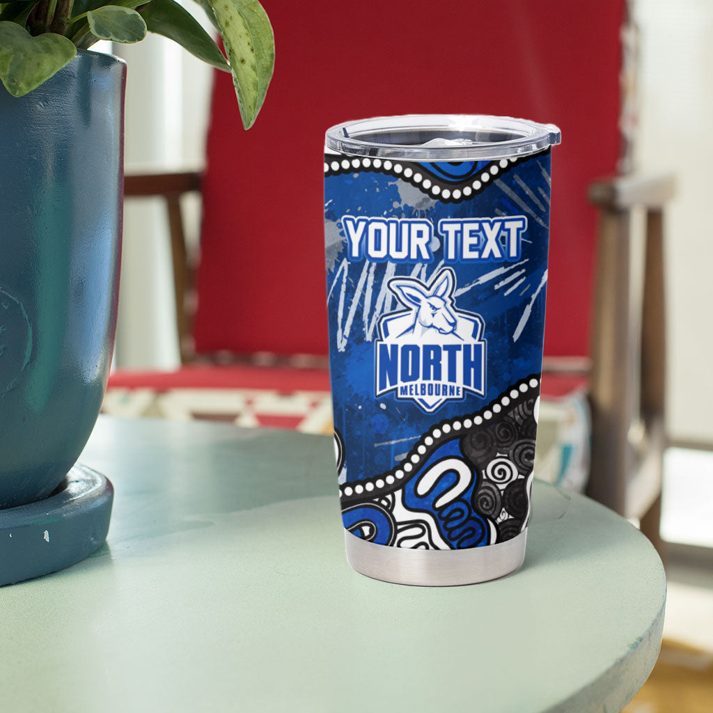Personalized North Melbourne Kangaroos Tumbler Cup Aboriginal Dot Painting Graffiti Style