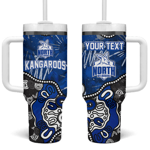 Personalized North Melbourne Kangaroos Tumbler With Handle Aboriginal Dot Painting Graffiti Style