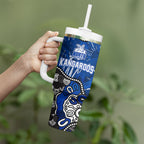 Personalized North Melbourne Kangaroos Tumbler With Handle Aboriginal Dot Painting Graffiti Style