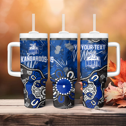 Personalized North Melbourne Kangaroos Tumbler With Handle Aboriginal Dot Painting Graffiti Style