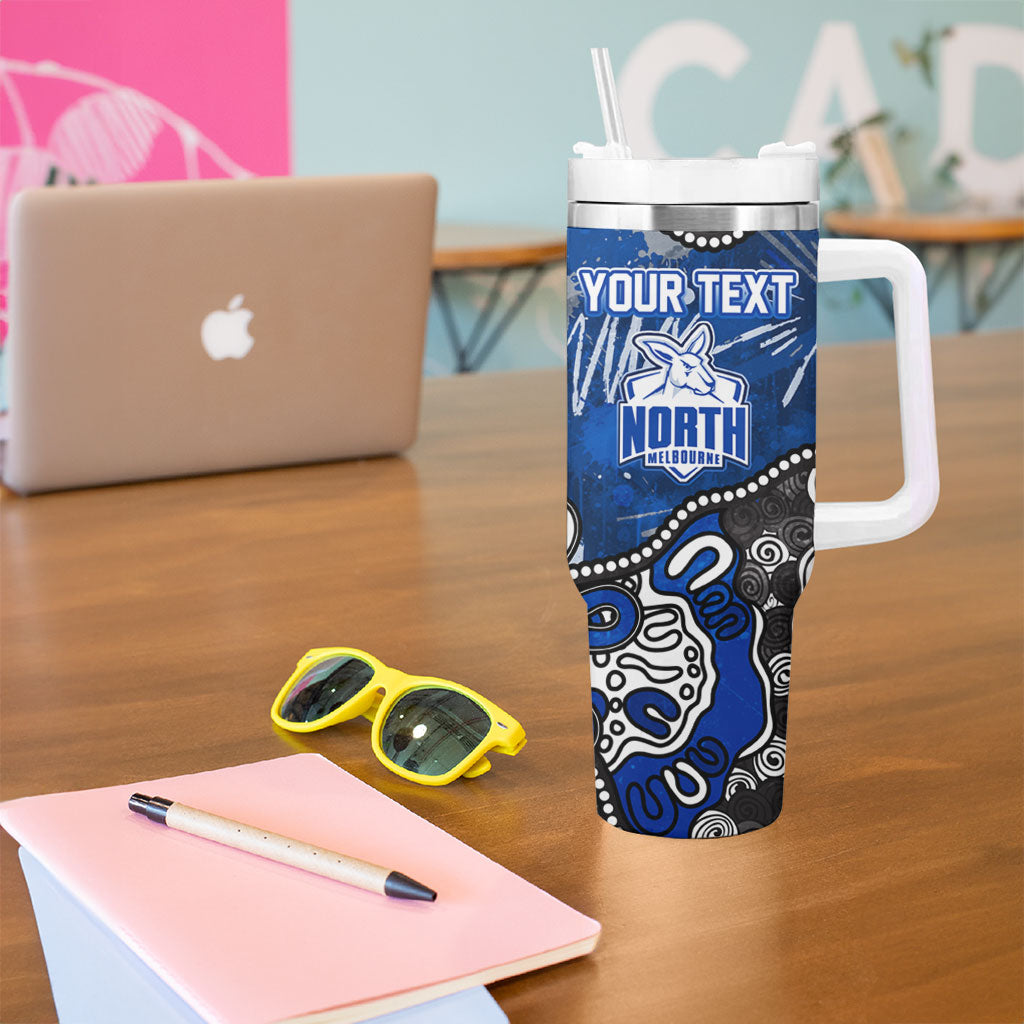 Personalized North Melbourne Kangaroos Tumbler With Handle Aboriginal Dot Painting Graffiti Style