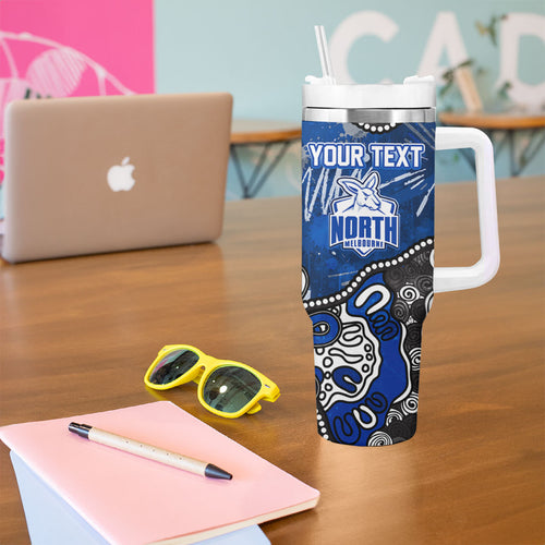 Personalized North Melbourne Kangaroos Tumbler With Handle Aboriginal Dot Painting Graffiti Style