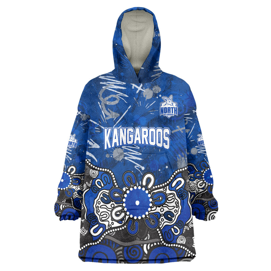 Personalized North Melbourne Kangaroos Wearable Blanket Hoodie Aboriginal Dot Painting Graffiti Style
