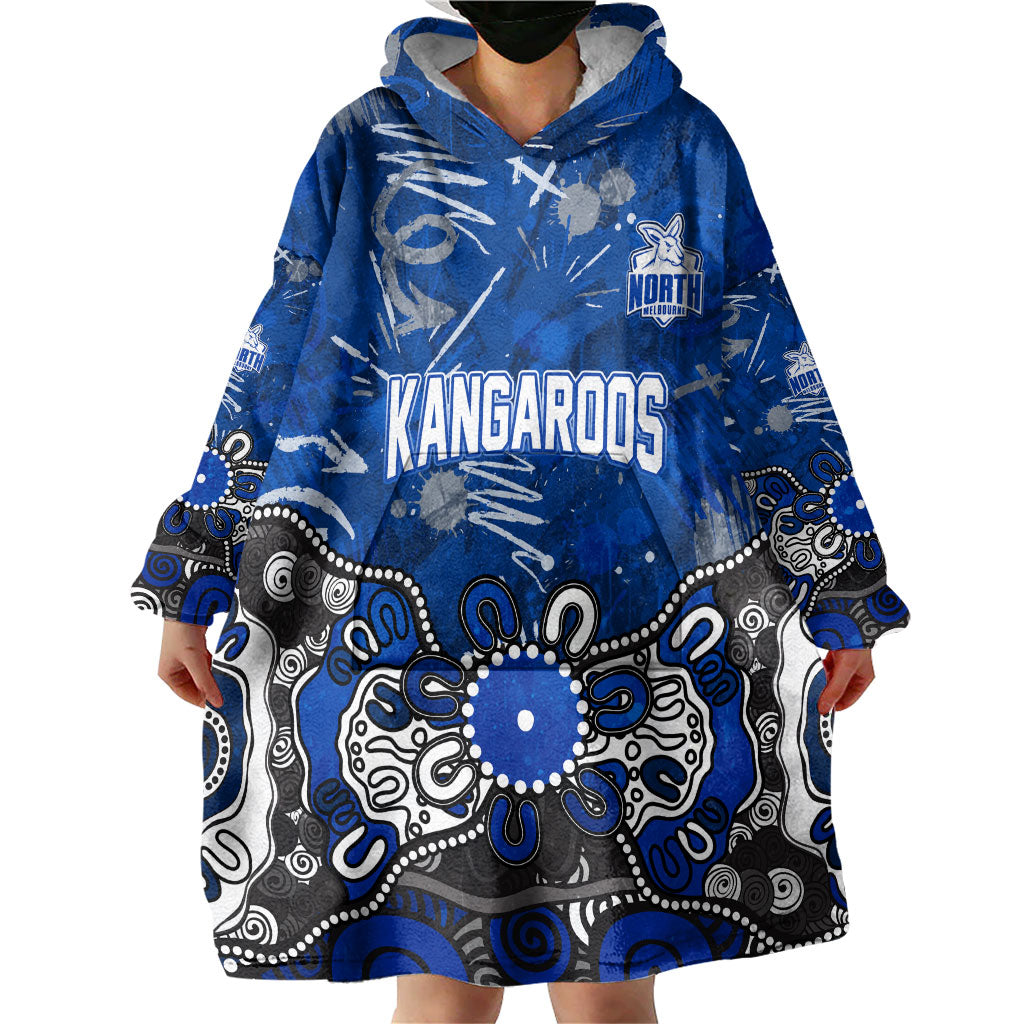 Personalized North Melbourne Kangaroos Wearable Blanket Hoodie Aboriginal Dot Painting Graffiti Style