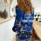 Personalized North Melbourne Kangaroos Women Casual Shirt Aboriginal Dot Painting Graffiti Style
