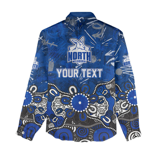 Personalized North Melbourne Kangaroos Women Casual Shirt Aboriginal Dot Painting Graffiti Style
