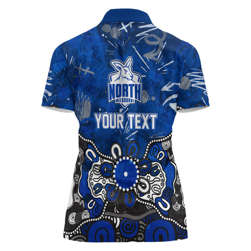 Personalized North Melbourne Kangaroos Women Polo Shirt Aboriginal Dot Painting Graffiti Style
