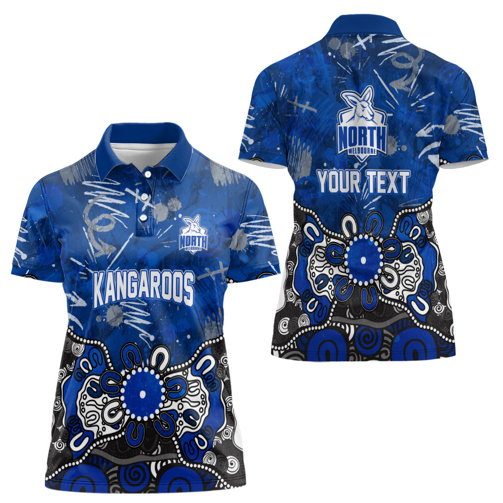 Personalized North Melbourne Kangaroos Women Polo Shirt Aboriginal Dot Painting Graffiti Style