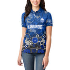Personalized North Melbourne Kangaroos Women Polo Shirt Aboriginal Dot Painting Graffiti Style