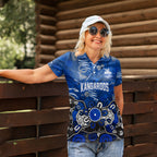 Personalized North Melbourne Kangaroos Women Polo Shirt Aboriginal Dot Painting Graffiti Style