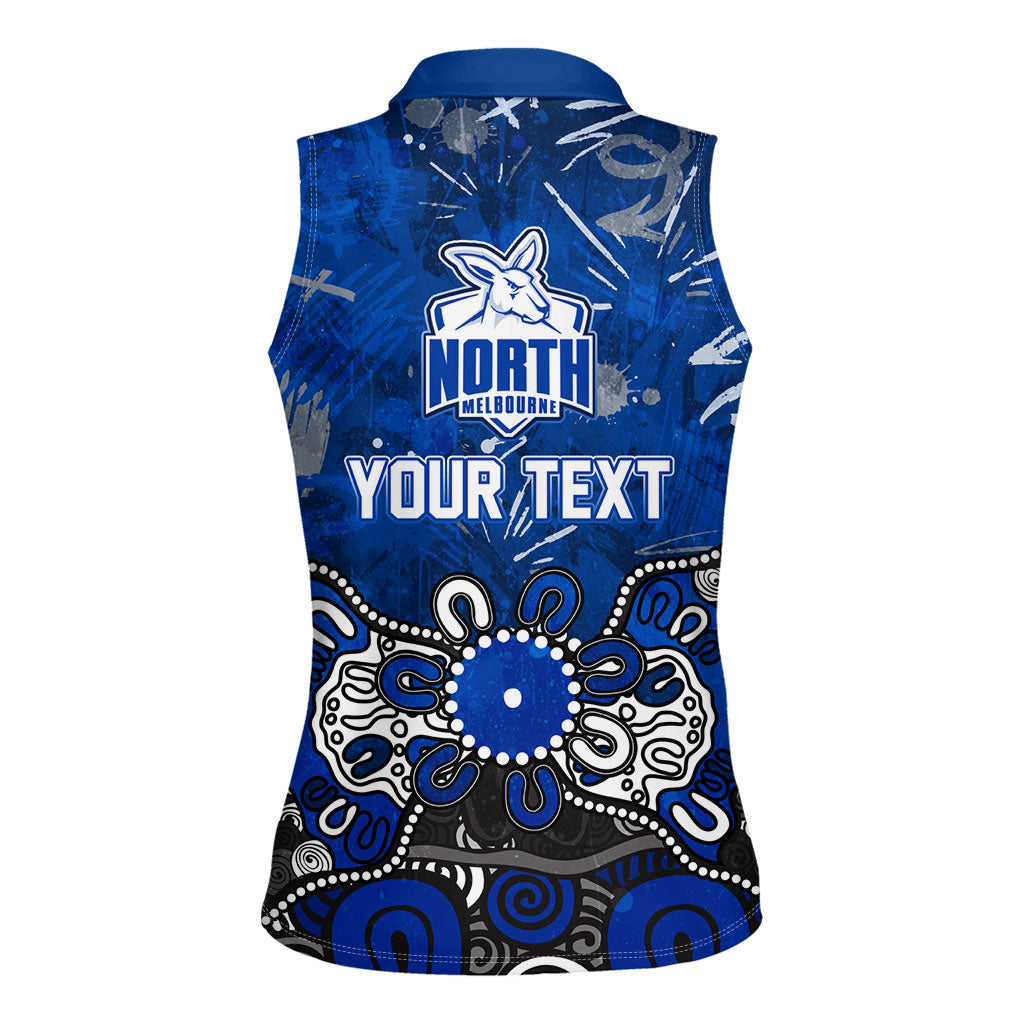Personalized North Melbourne Kangaroos Women Sleeveless Polo Shirt Aboriginal Dot Painting Graffiti Style