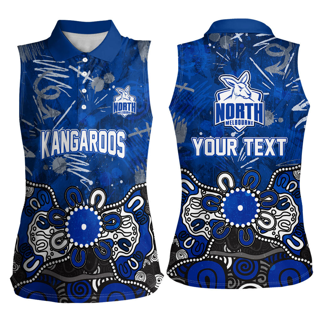 Personalized North Melbourne Kangaroos Women Sleeveless Polo Shirt Aboriginal Dot Painting Graffiti Style