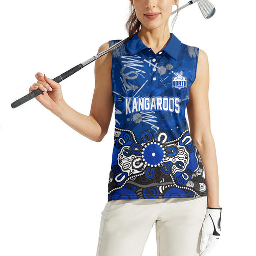 Personalized North Melbourne Kangaroos Women Sleeveless Polo Shirt Aboriginal Dot Painting Graffiti Style