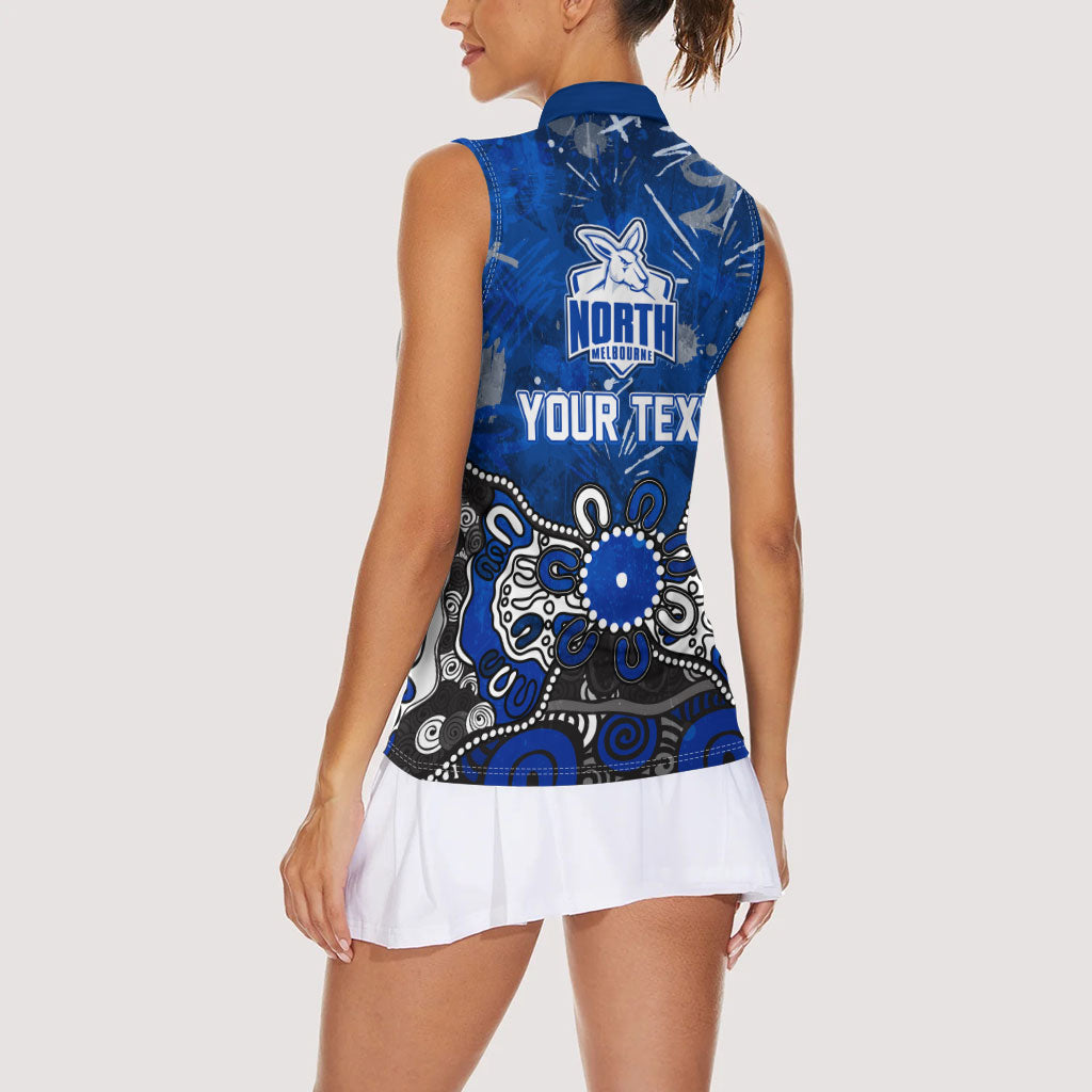 Personalized North Melbourne Kangaroos Women Sleeveless Polo Shirt Aboriginal Dot Painting Graffiti Style