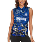 Personalized North Melbourne Kangaroos Women Sleeveless Polo Shirt Aboriginal Dot Painting Graffiti Style