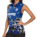 Personalized North Melbourne Kangaroos Women Sleeveless Polo Shirt Aboriginal Dot Painting Graffiti Style