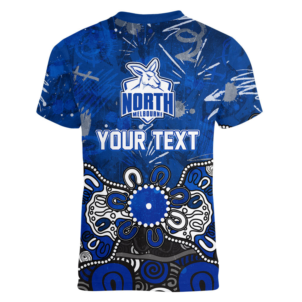 Personalized North Melbourne Kangaroos Women V-Neck T-Shirt Aboriginal Dot Painting Graffiti Style