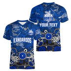 Personalized North Melbourne Kangaroos Women V-Neck T-Shirt Aboriginal Dot Painting Graffiti Style
