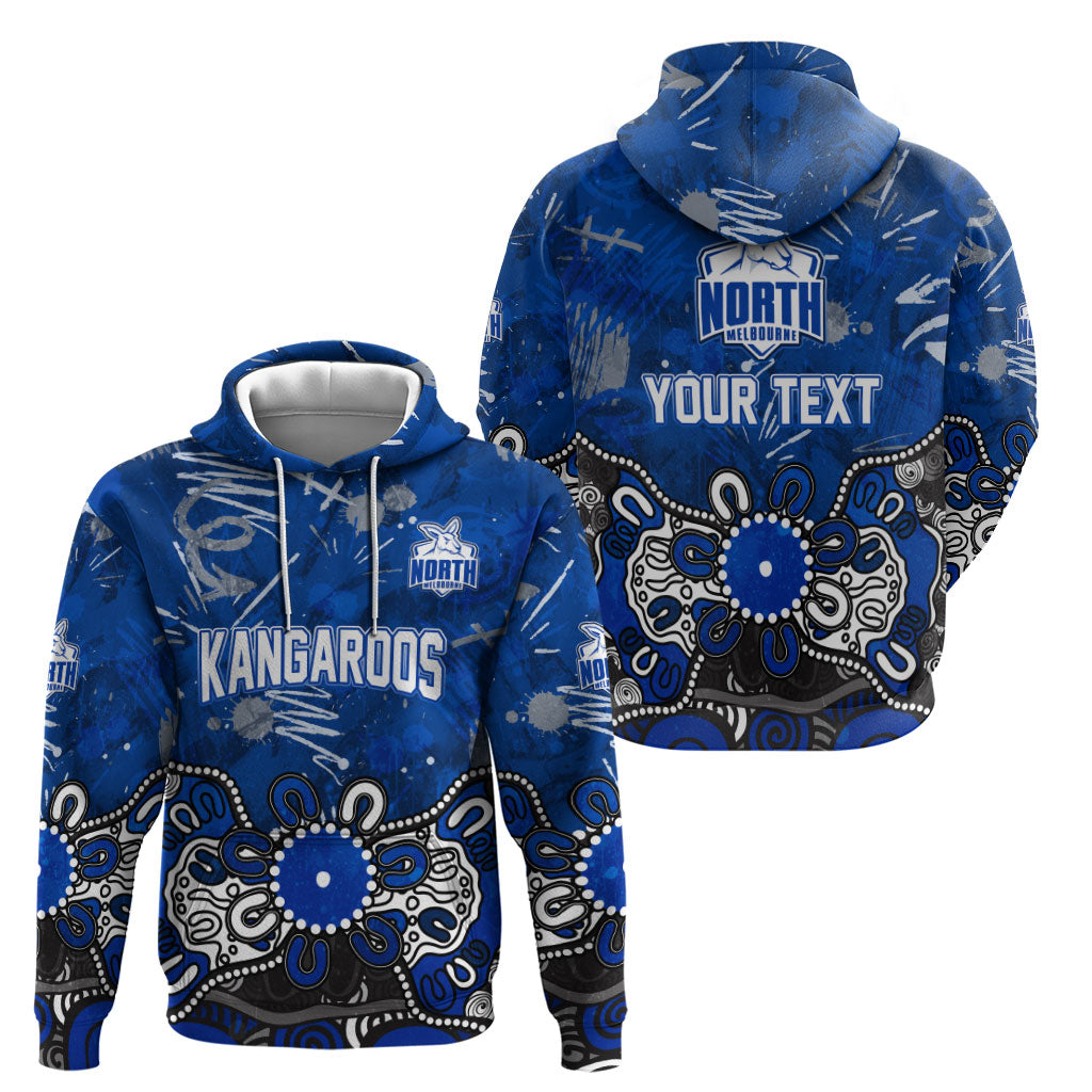 Personalized North Melbourne Kangaroos Zip Hoodie Aboriginal Dot Painting Graffiti Style