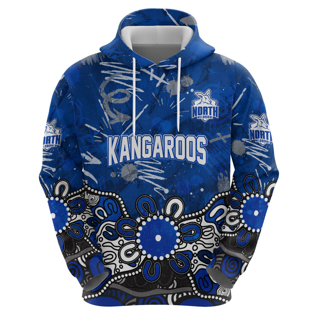 Personalized North Melbourne Kangaroos Zip Hoodie Aboriginal Dot Painting Graffiti Style
