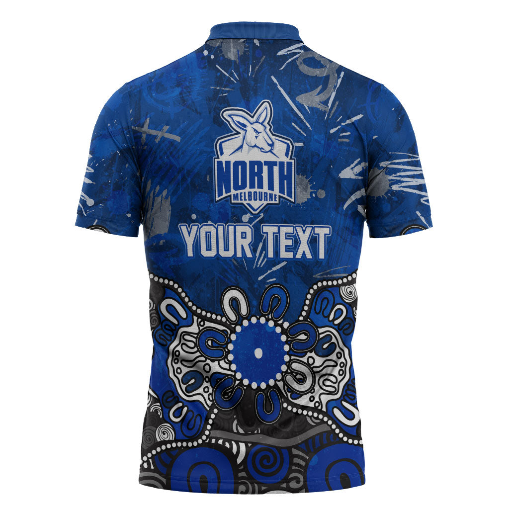 Personalized North Melbourne Kangaroos Zipper Polo Shirt Aboriginal Dot Painting Graffiti Style