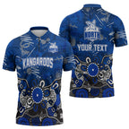 Personalized North Melbourne Kangaroos Zipper Polo Shirt Aboriginal Dot Painting Graffiti Style