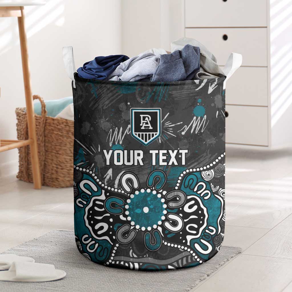 Personalized Port Adelaide Power Laundry Basket Aboriginal Dot Painting Graffiti Style